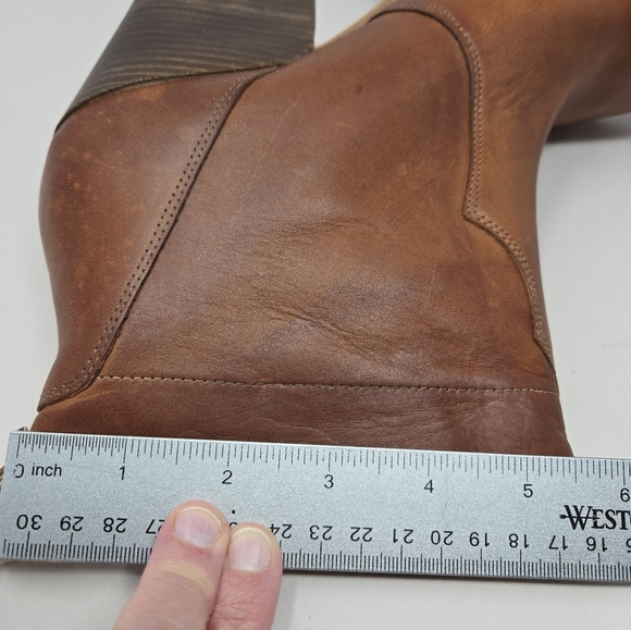 Timberland Womens Bootie Size 10 Marge Short Pull On Carmel Leather Chunk Heels - Picture 9 of 10